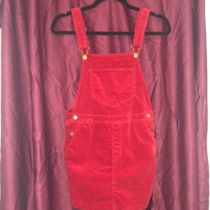 Forever 21 Medium Red Corduroy Overall Dress